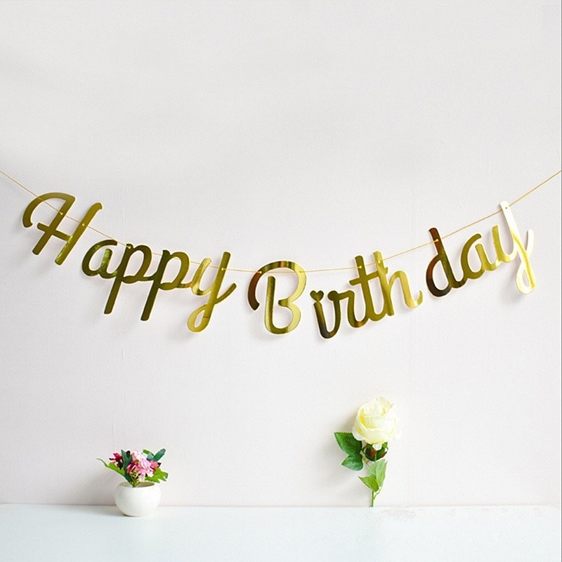 Dây Cờ Happy Birthday Mạ Đồng Trang Trí Tiệc Sinh Nhật