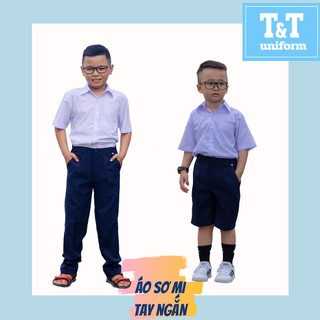 ÁO SƠ MI NAM TAY NGẮN CẤP 1-2 ĐỒNG PHỤC HỌC SINH T&T HÀNG LOẠI 1 THẤM HÚT MỒ HÔI TỐT MẶC RẤT MÁT