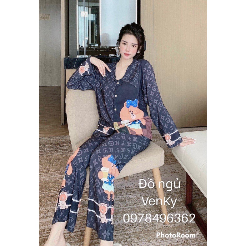 Đồ ngủ bộ pijama họa tiết sang chảnh cao cấp VENKY050