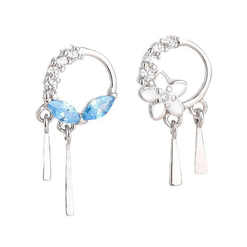 Bông tai bạc dành cho nữ khuyên tròn đính đá sang trọng MEZI Jewelry - ATJ7030B