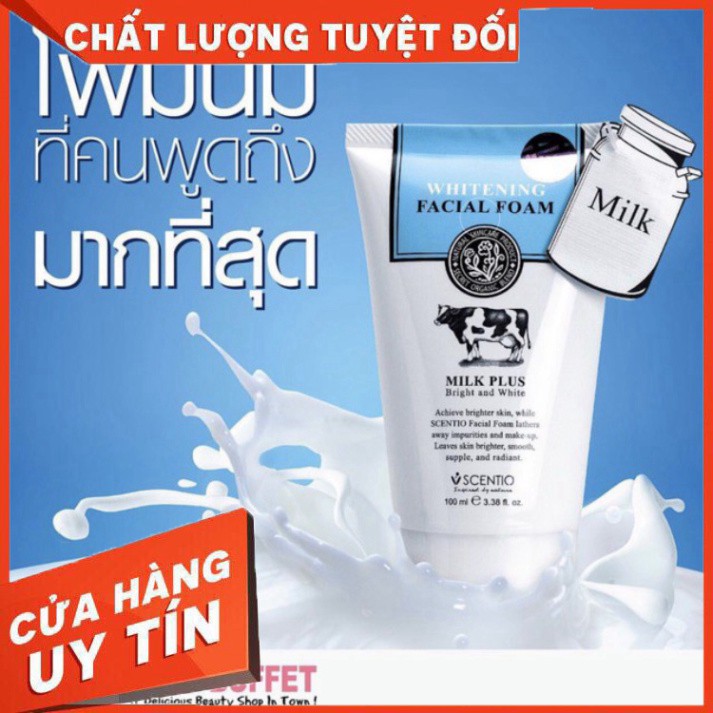 Sữa rửa mặt tạo bọt dưỡng trắng và trẻ hoá da Scentio Milk Plus 100 ml Beauty Buffet