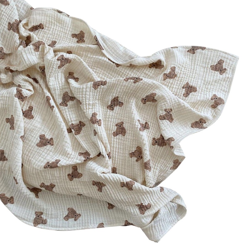 Haha Túi Ngủ Quấn Em Bé Muslin 2 3 Lớp In Họa Tiết Gấu