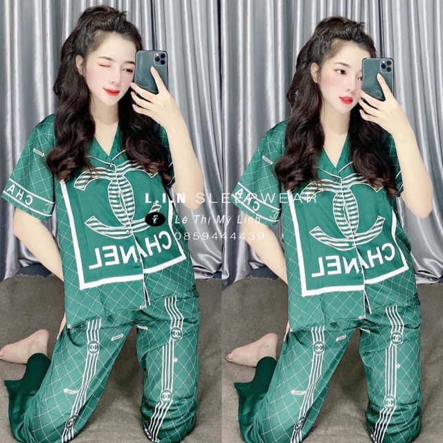 Đồ Bộ Pizama Satin Lụa Tay Ngắn Quần Dài