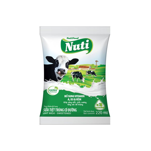 Sữa tươi tiệt trùng Nuti của Nutifood loại túi (Thùng 48 bịch x 220ml)