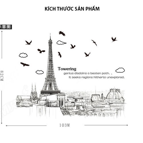 Decal dán tường Tháp Eiffel