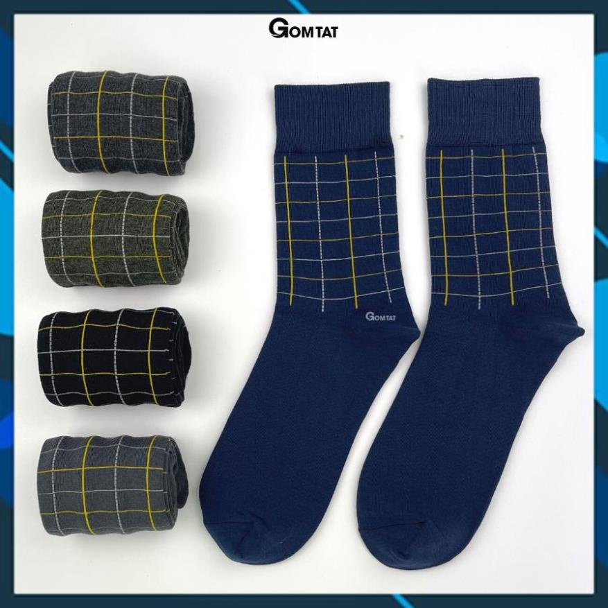 Tất Nam Cổ Cao Cao Cấp Họa Tiết Caro, Tất Giày Tây Nam Chất Cotton Hút Ẩm Thoáng Khí - GOM-TAYCARO-1DOI Tặng ngay 2k