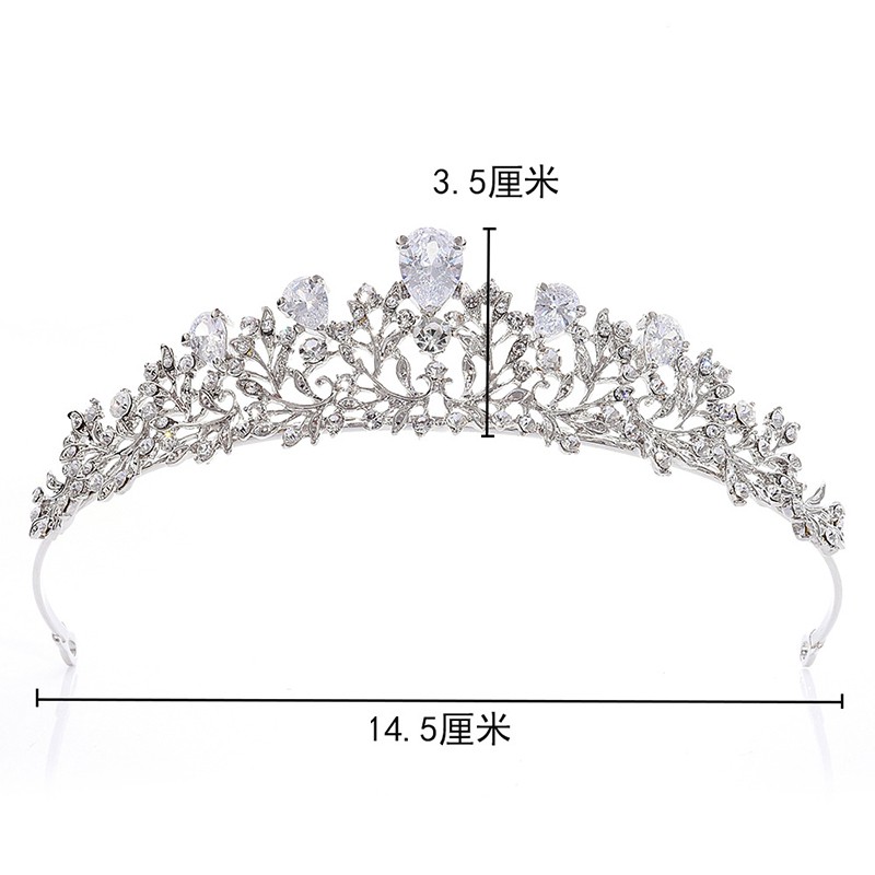 Vương miện hình bông hoa đính đá zircon thời trang cho cô dâu