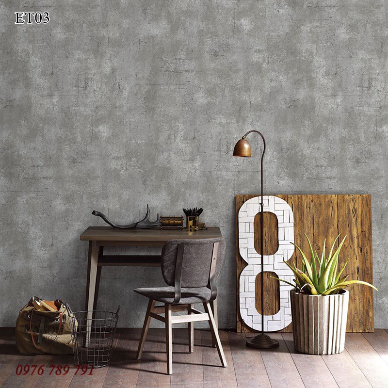 Giấy Dán Tường Giả Xi Măng Cao Cấp Hàn Quốc Lụa Không Keo Dày, Khổ 1.06m Vân Bê Tông Nhám Đẹp ODINX