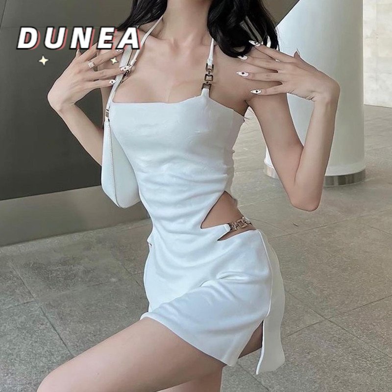 DUNEA Đầm hai dây hở lưng phong cách quyến rũ thời trang dành cho nữ
