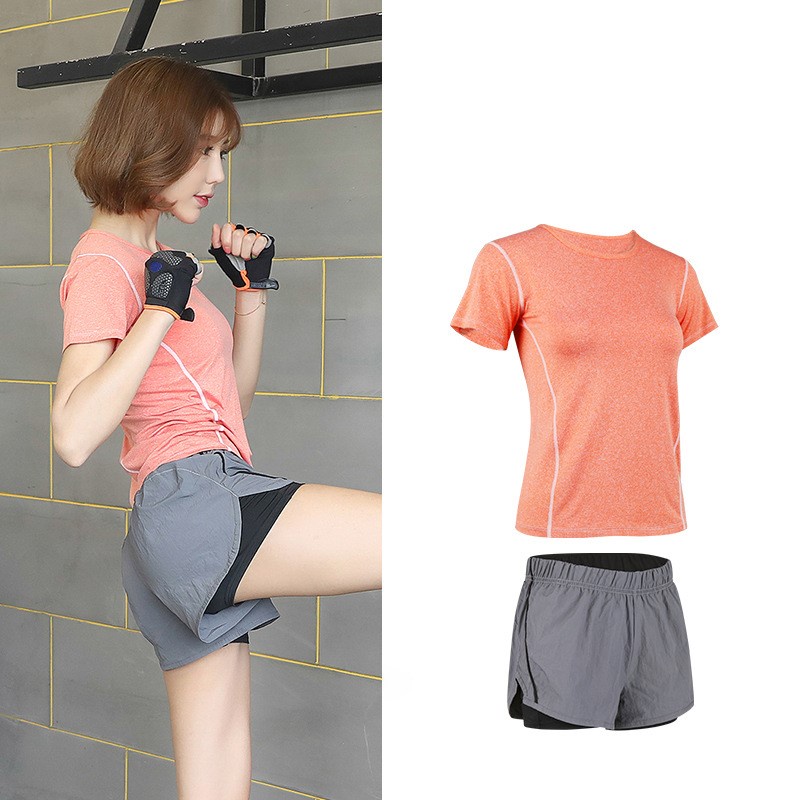 Quần áo thể thao, Bộ đồ tập gym nữ áo thun quần đùi 2 lớp trẻ trung năng động BT180