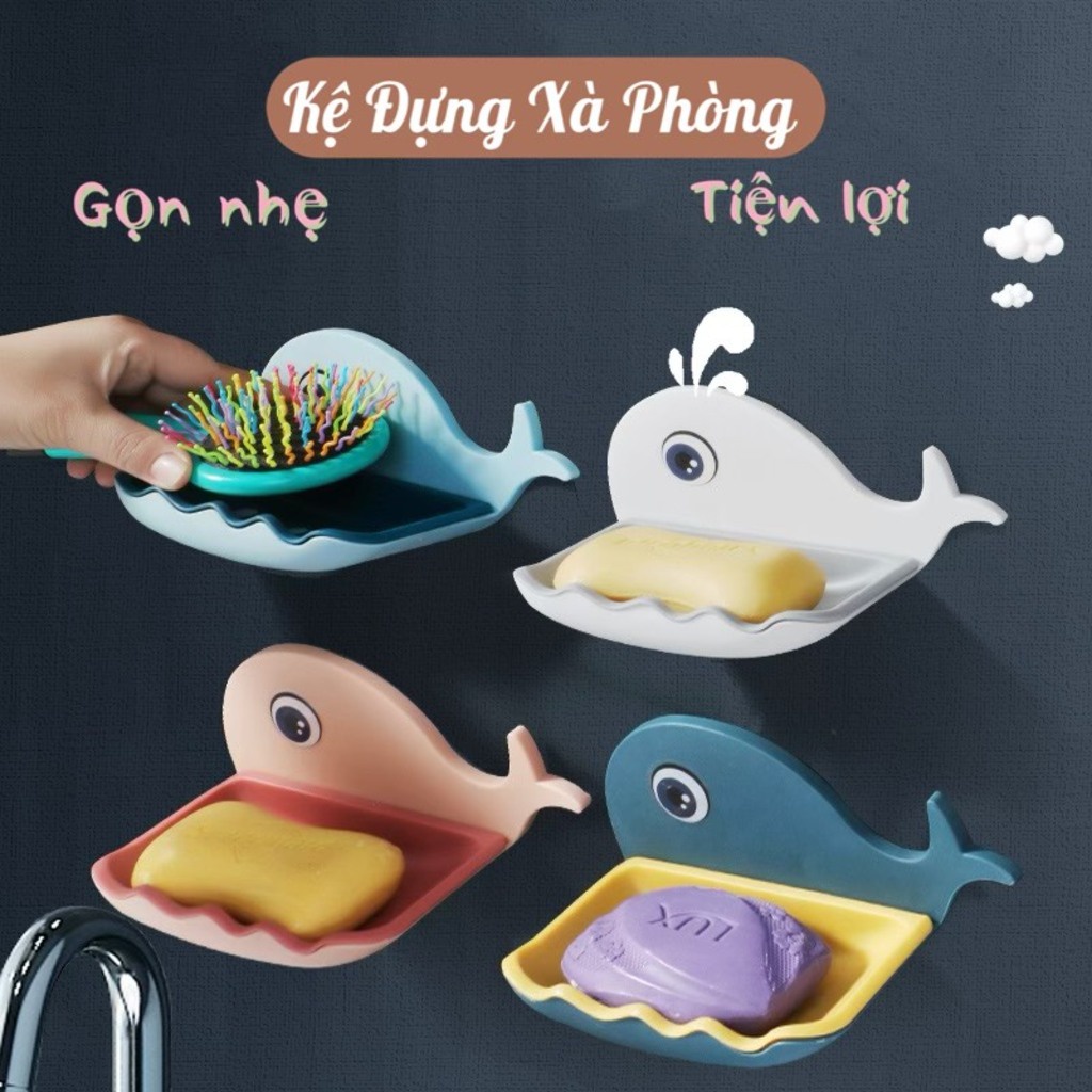 Kệ đựng xà bông xà phòng trong nhà tắm giá để miếng rửa chén dán tường hình cá voi