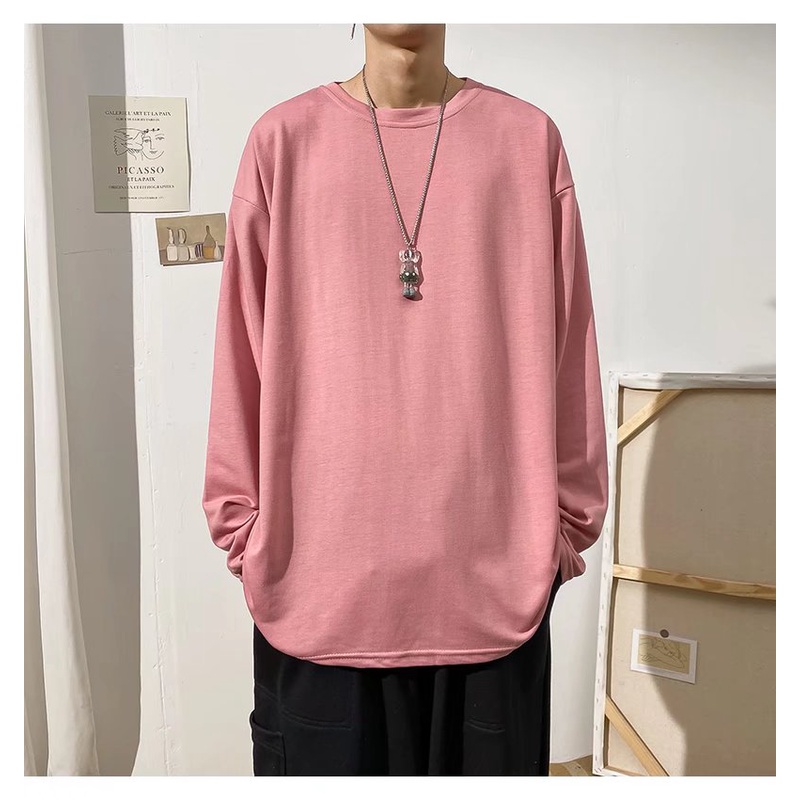 Áo thun tay dài dáng rộng phối ba màu thời trang cá tính cho nam size m - 5xl