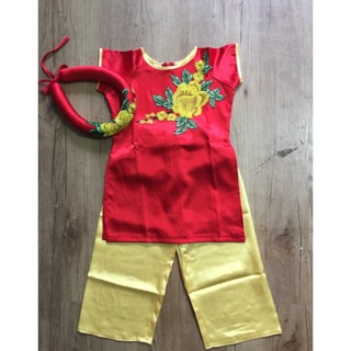 Bộ áo dài bé gái satin lụa 1-14