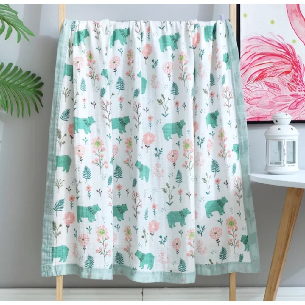 Khăn tắm aden 4 lớp có viền mềm mại cho bé, Khăn xô tắm cho bé sơ sinh KT 110x110cm Thị Nắng Store