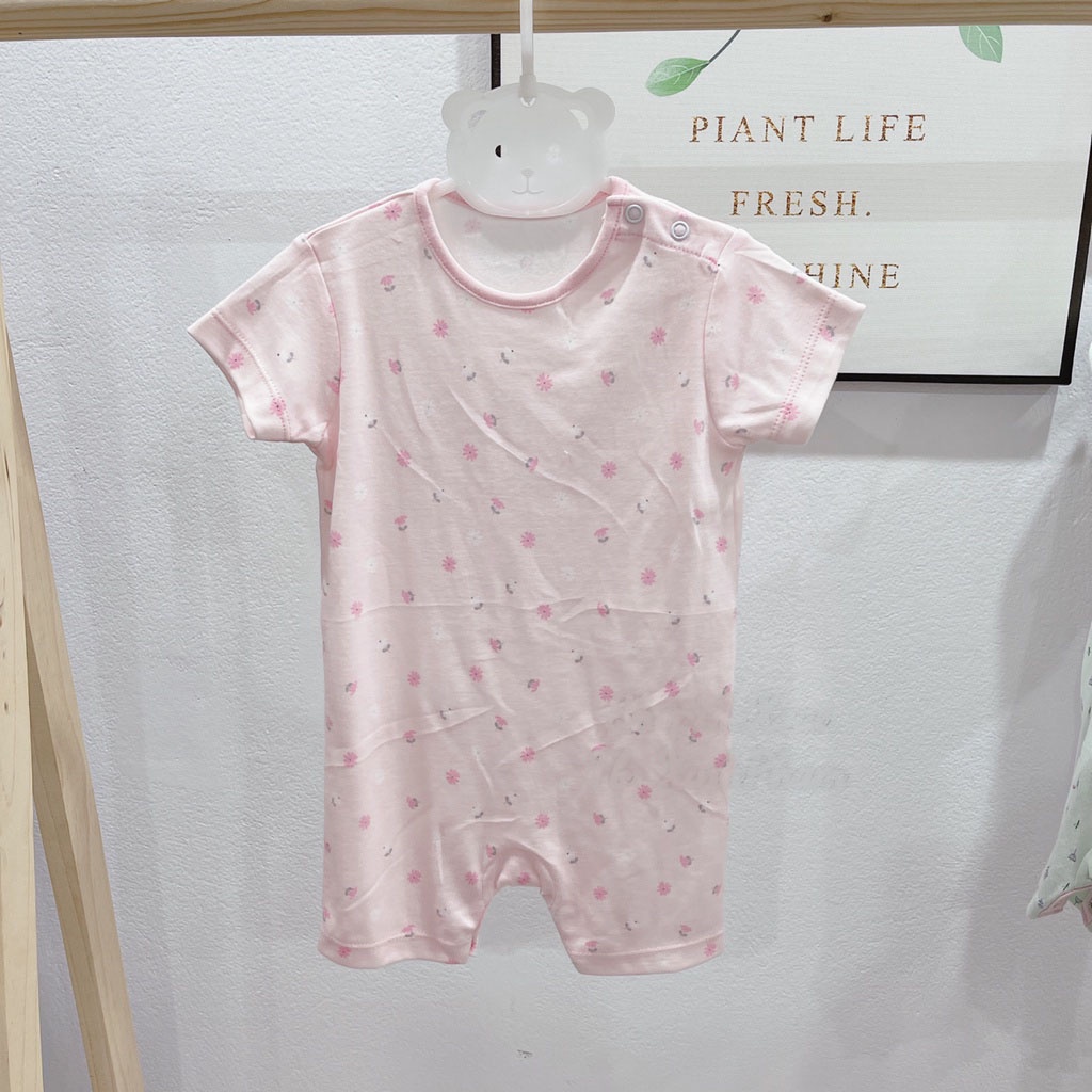 Bodysuit đùi ngắn tay cho bé trai bé gái hàng xuất dư, body áo liền quần cotton mềm mịn thoáng mát