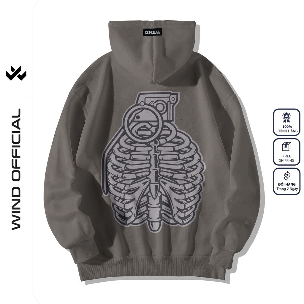 Áo hoodie unisex form rộng WIND bản Premium nỉ ngoại GRENADE nam nữ oversize ulzzang
