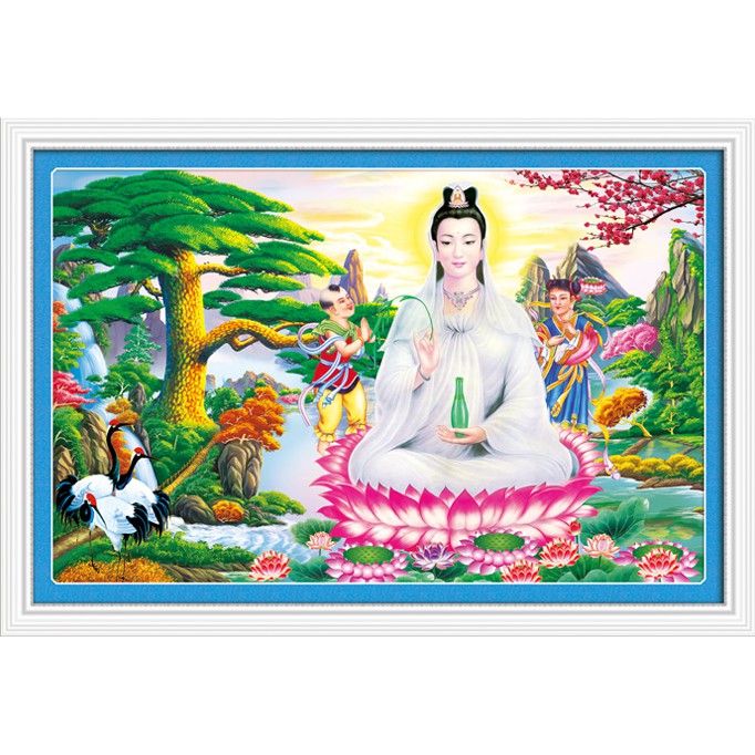 Tranh đính đá ABC quan âm bồ tát. Kích Thước: 90cm x 60cm