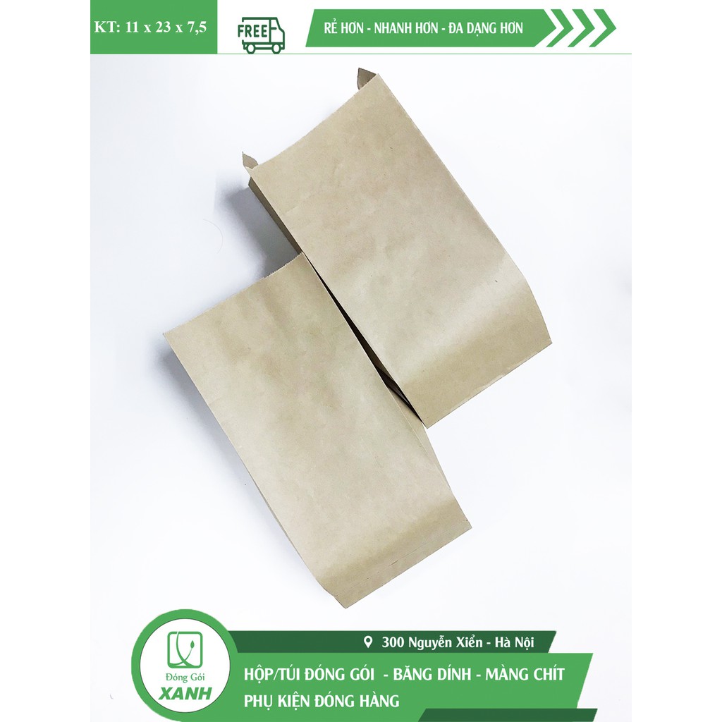 Sỉ 100 túi giấy xi măng B3 19x23 cm đựng bánh mì (11.5x23x7.6 = Rộng x cao x cạnh hông)