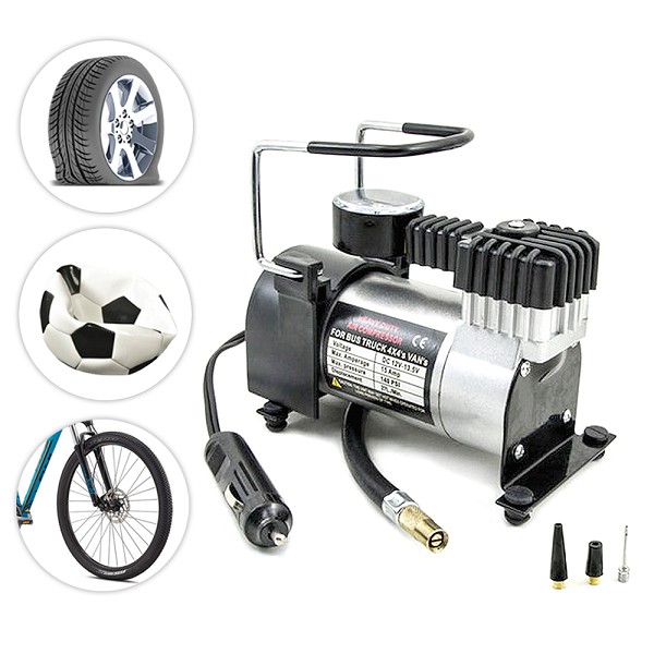 Bơm Lốp Ô Tô Xe Máy 12VDC 965 Kpa Màu Bạc
