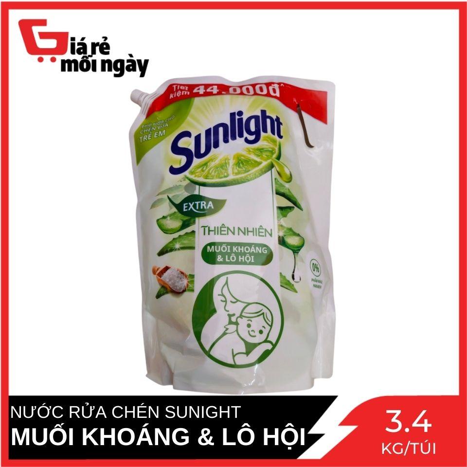 Nước rửa chén Sunlight Thiên Nhiên Muối Khoáng và Lô Hội Túi 3.4 Kg