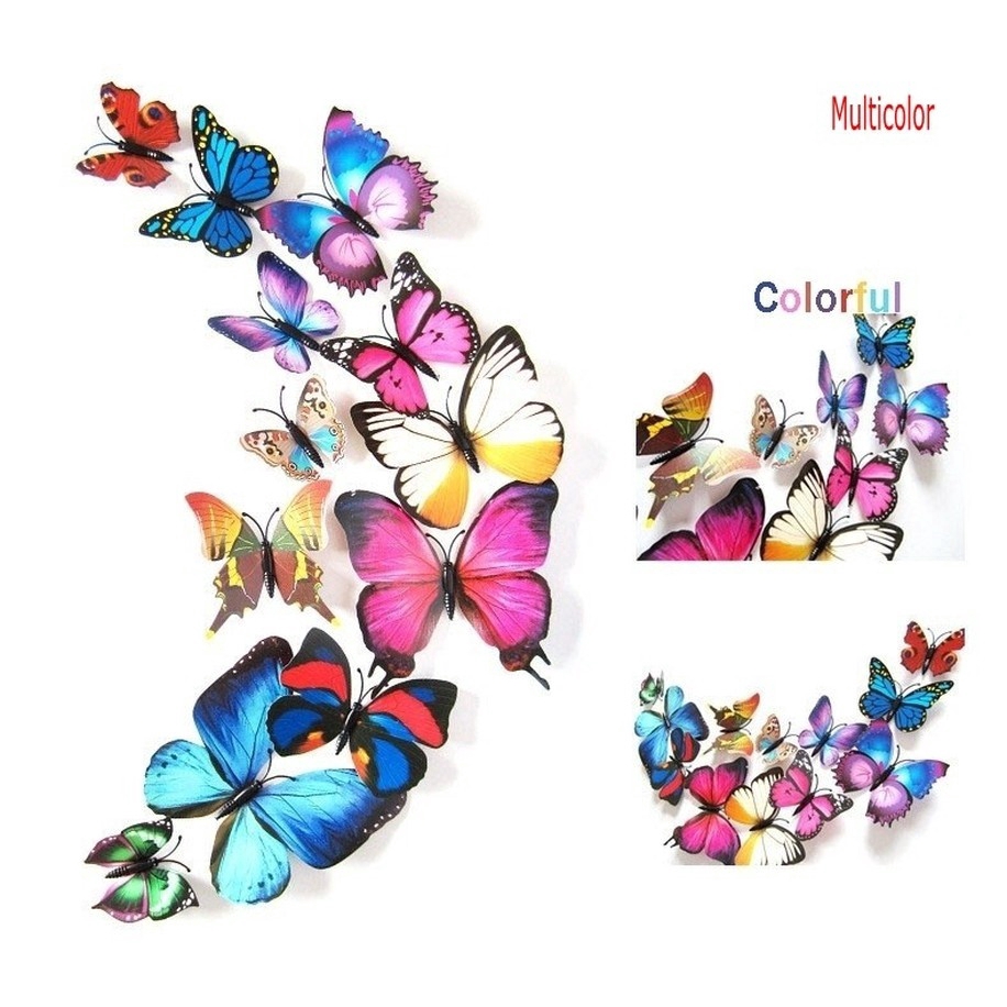 Set 12 sticker hình bướm 3D dùng trang trí tường