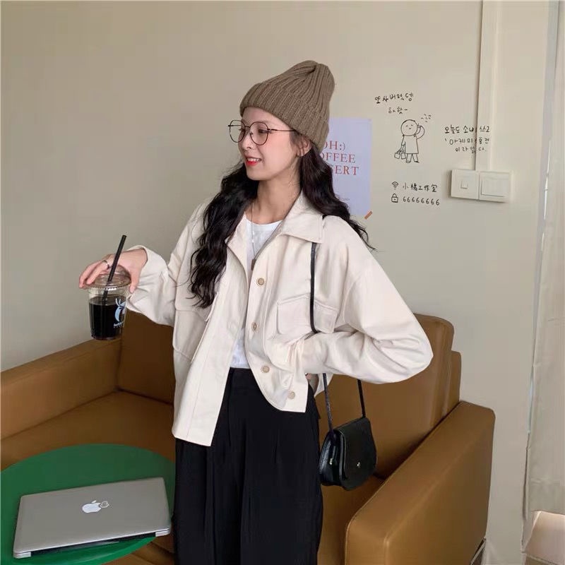 Unique Áo Khoác Nữ Dài Tay Dáng Rộng Phong Cách Retro Hàn Quốc
