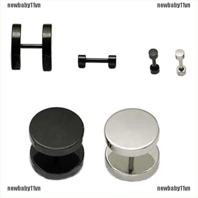 Đôi bông tai nam hình quả tạ bằng thép không gỉ