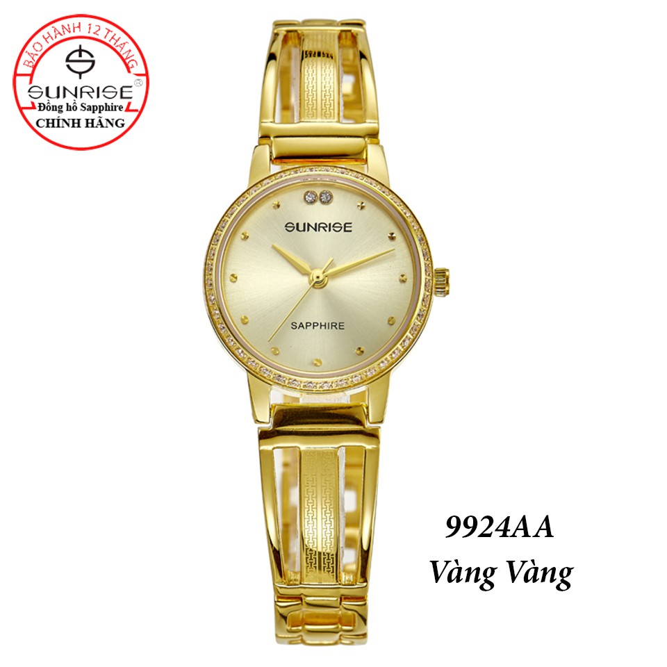 Đồng hồ nữ lắc tay Sunrise 9924AA đính đá thời trang Sapphire chống xước - Fullbox ch