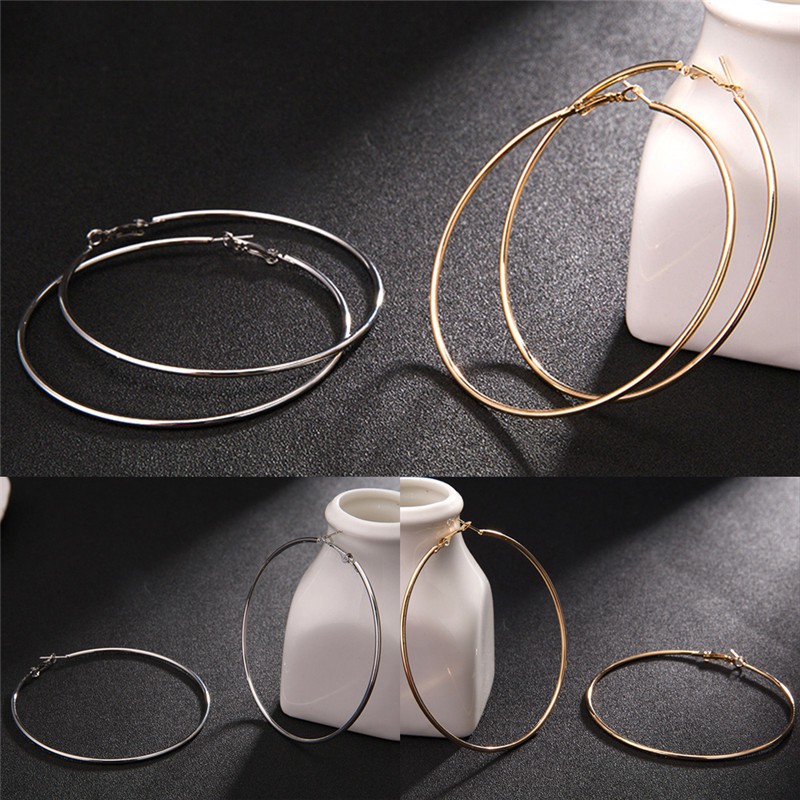 Khuyên tai GJCUTE dạng tròn lớn mạ vàng gợi cảm cho nữ