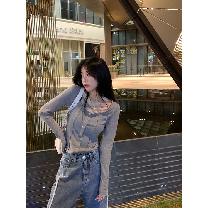 Áo dệt kim mỏng tay dài đa phong cách mùa thu sành điệu cho nữ