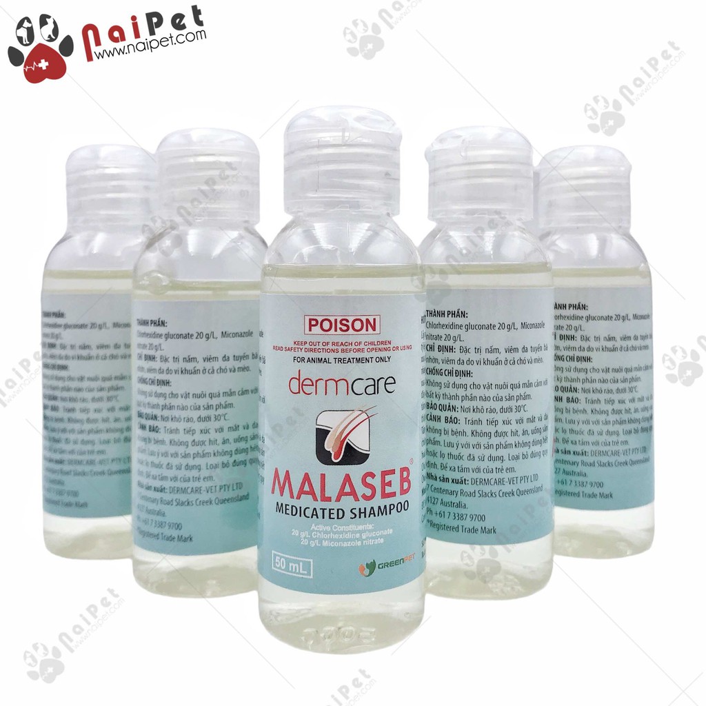 Sữa Tắm Ngăn Ngừa Nấm Viêm Da Dị Ứng Cho Chó Mèo DermCare Malaseb 50ml