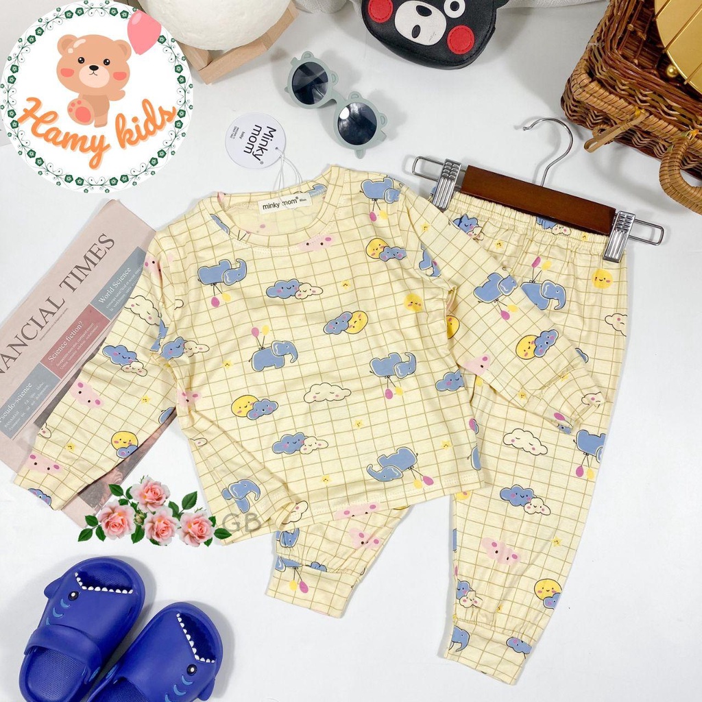 Đồ Bộ Dài Tay Minky Mom Chính Hãng Bé Trai Bé Gái Vải Thun Lạnh in Toàn Thân Cho Bé Từ 0-5 Tuổi Dưới 20kg - Hamykids