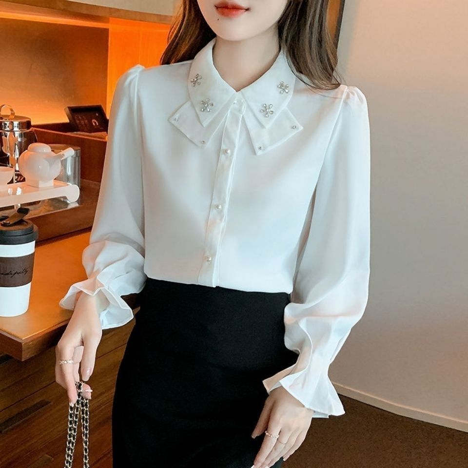 Áo Sơ Mi Vải Voan Cổ POLO Thời Trang Mùa Thu Mới Dành Cho Nữ