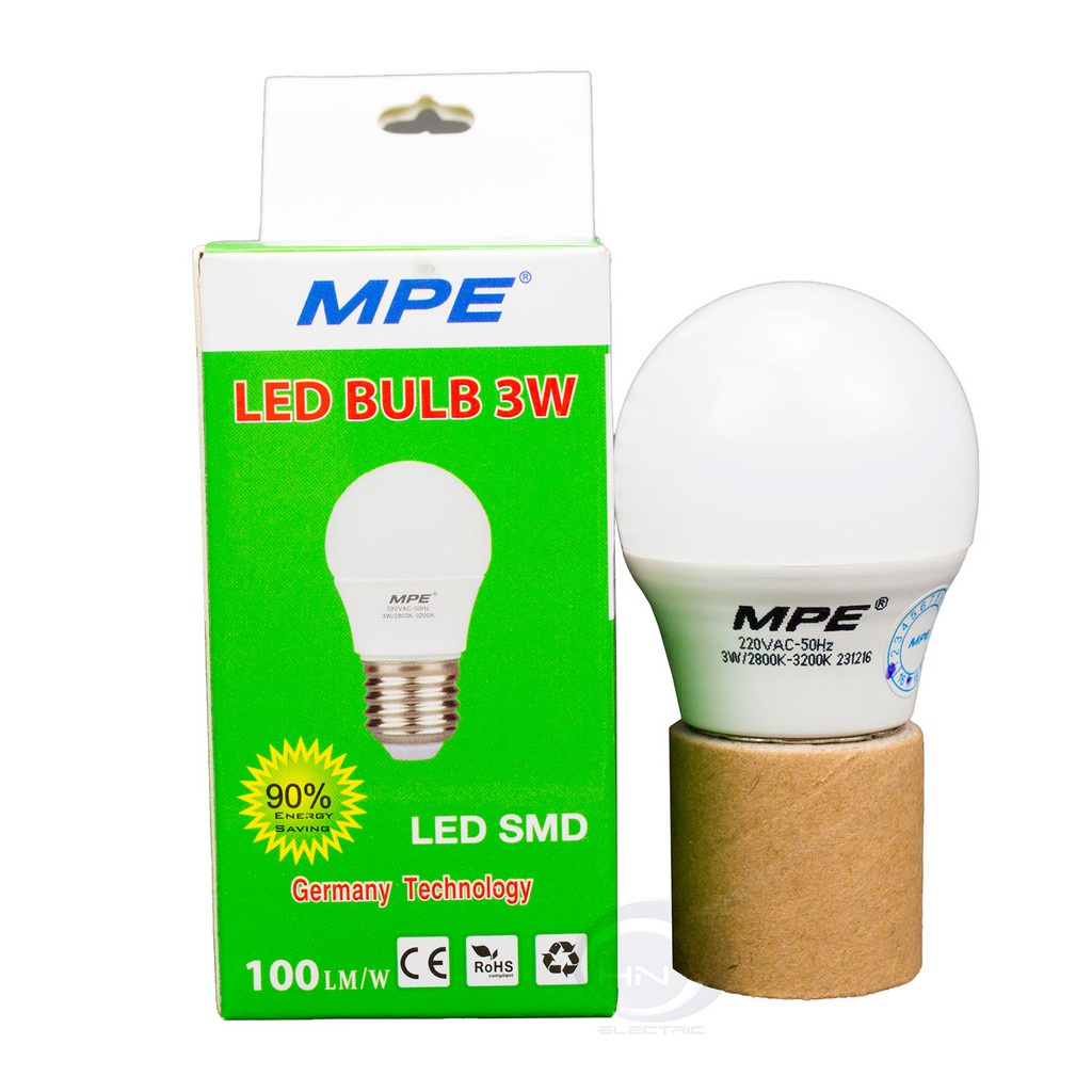 Bóng đèn led bulb MPE công suất : 3W, 5W, 7W, 9W, 12W, 15W ánh sáng trắng, ánh sáng vàng