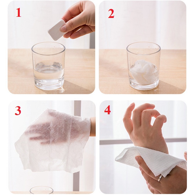 Khăn Nén Du Lịch Rửa Mặt 1 Lần Hàn Quốc Hình Viên Kẹo 19x21cm
