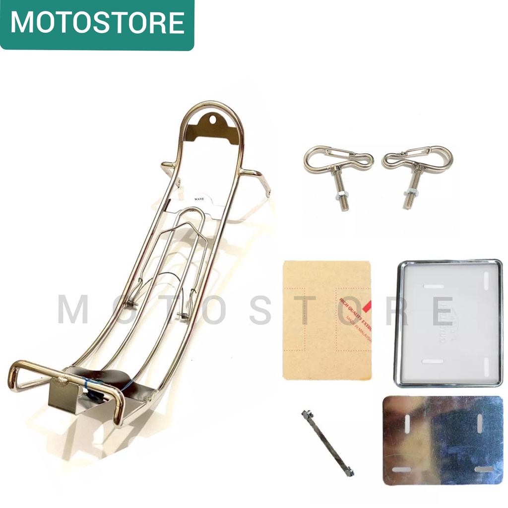 (Combo 4 món) Baga chuối wave - Baga xuồng Spark Thái inox 304 + bộ ốp khung biển inox + móc gạt chắc chắn bền đẹp&quot;