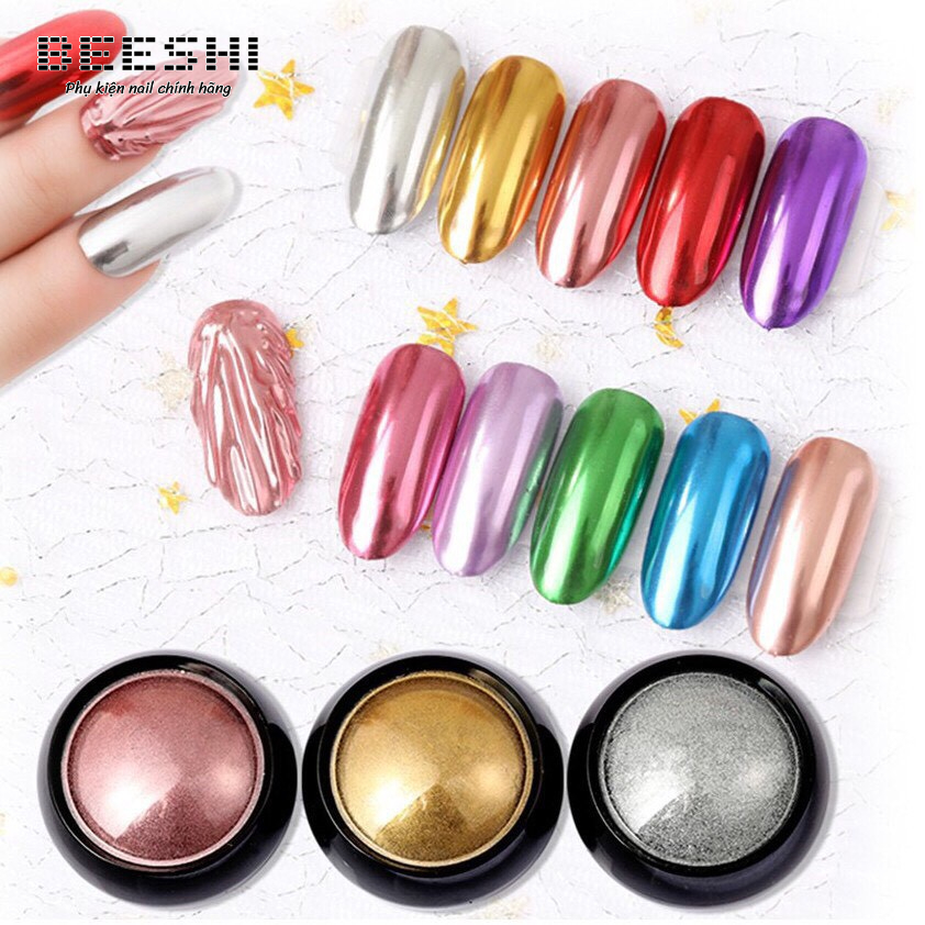 Bột tráng gương trang trí móng, tráng gương vàng, bạc hũ 5g -beeshi shop nail