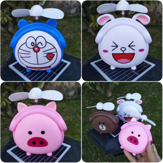 Quạt pin mini có đèn Doraemon/ Thỏ Cony/ Heo