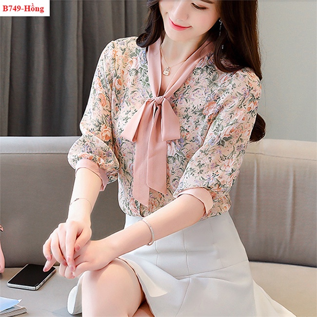 B749 ÁO HOA SƠ MI TAY LỠ SALE LẺ SALE