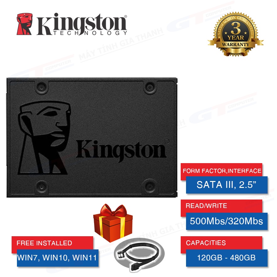 Ổ Cứng SSD 120GB | 240GB | 480GB Kingston A400 SATA 3 (6Gb/giây) 2.5&quot; Chính Hãng New (Tặng Dây SATA 3 Tốc Độ Cao)