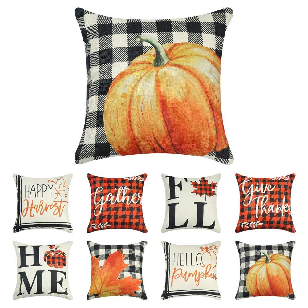 LONTIME Áo Gối Kích Thước 18x18 Inch Với Họa Tiết Hình Bí Ngô Và Chữ Happy Harvest