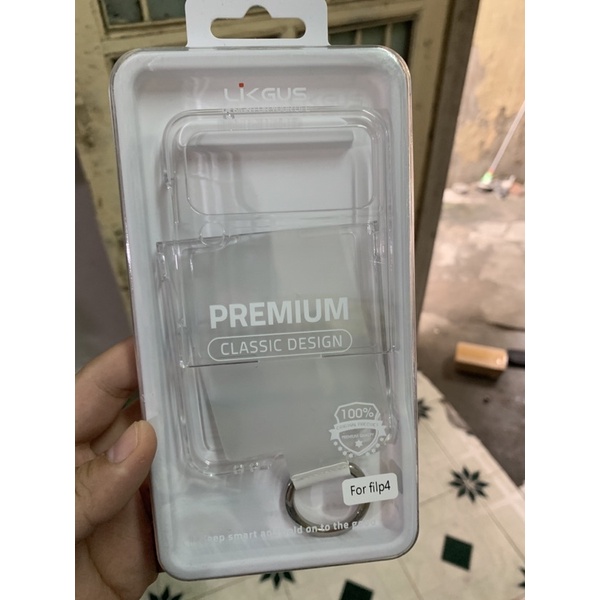 Samsung Z Flip 5 5G, Z Flip 4 5G, Z Flip 3_Ốp lưng LikGus trong có nhẫn sỏ tay cao cấp sang trọng