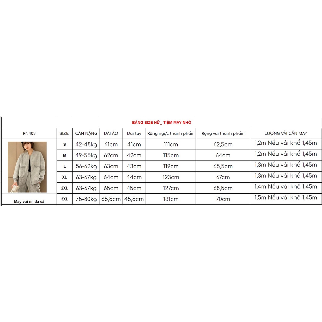 RN403_Rập giấy may áo khoác nỉ nữ
