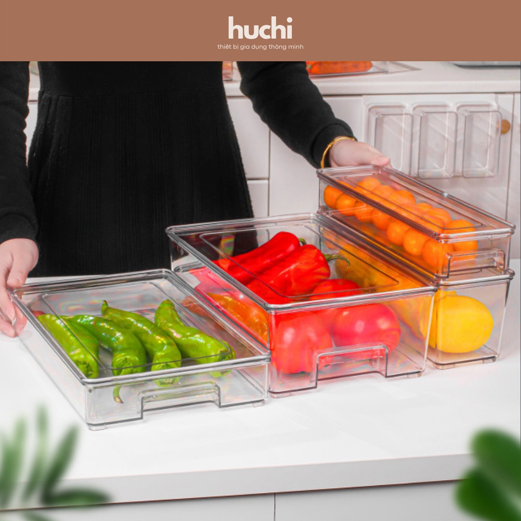 Hộp nhựa đựng thực phẩm có nắp trong suốt, phân loại rau củ - trái cây ngăn nắp trong tủ lạnh