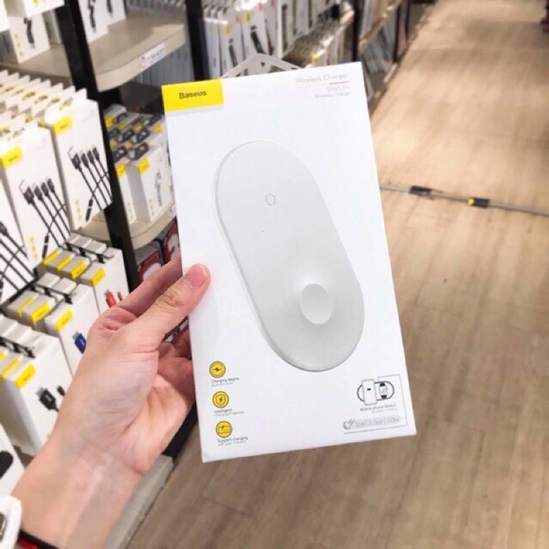 Đế sạc không dây 2in1 SmartPhone và Apple Watch chính hãng Baseus