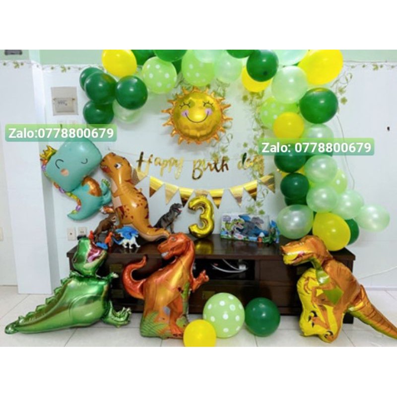 (KÈM BƠM VÀ KEO DÁN ) SET BÓNG SINH NHẬT KHỦNG LONG CHỈ 175K ĐỦ MÓN NHƯ ẢNH