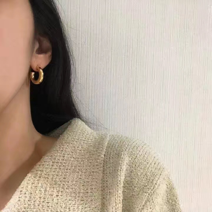 Khuyên tai tròn VNOX bằng thép không gỉ thời trang