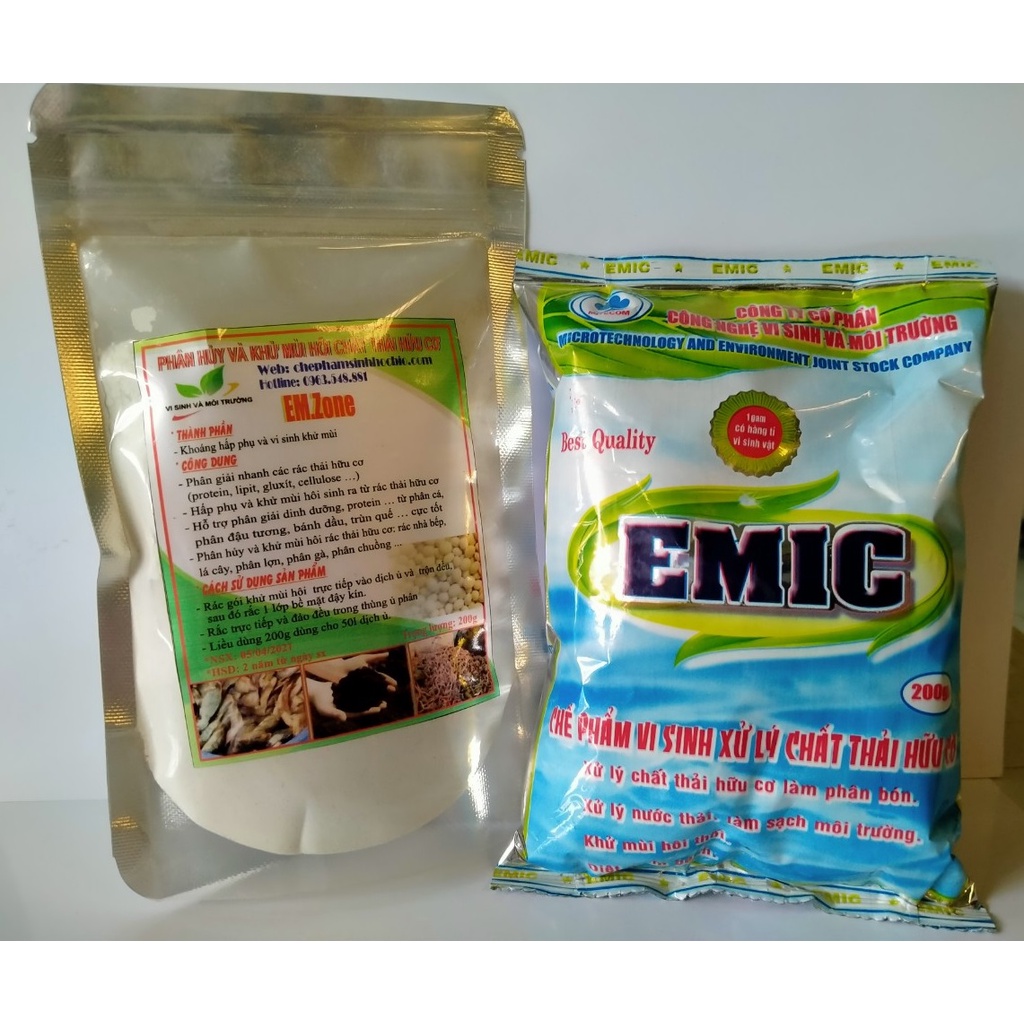 Combo men dùng ủ phân đậu nành Emic &amp; Emzone