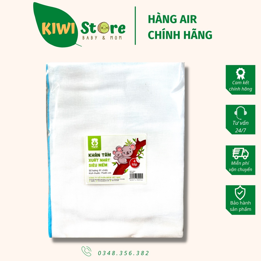 Khăn tắm xuất nhật siêu mềm Mipbi 4/6l ớp ( gói 1 chiếc 75x85)