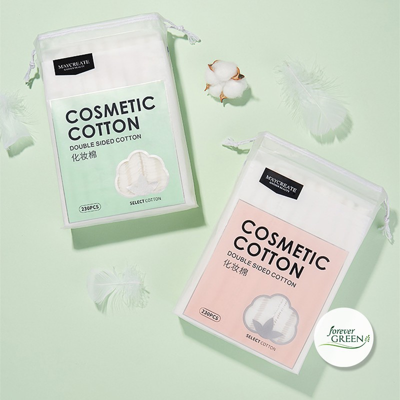 [Hàng Chính Hãng] Bông tẩy trang Maycreate 230 Miếng Cotton 3 Lớp Mềm, Mịn, Dai